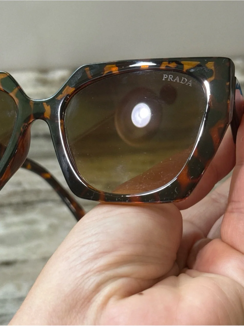 Prada Tortoiseshell Geometric Sunglasses - Brown Gradient Lenses
